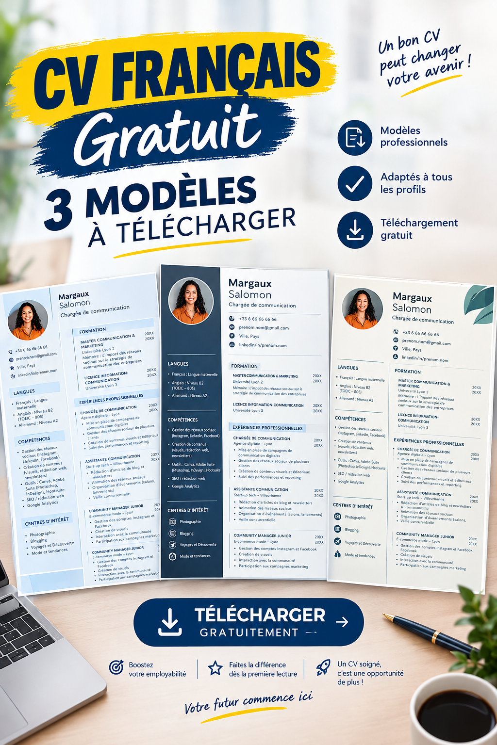 3 Modèles de CV Word Gratuits à Télécharger pdf